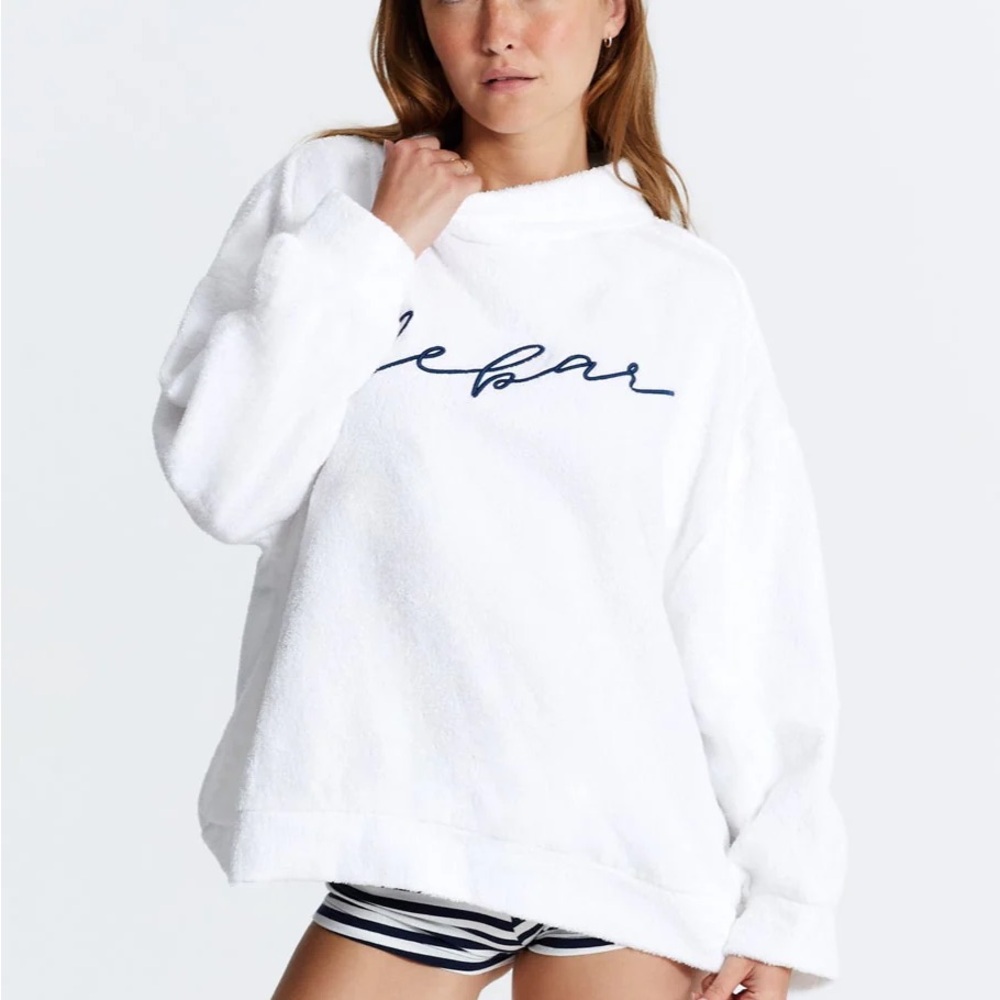 The Bar TERRY HIGHNECK SIGNATURE White Crew Neck Sweater - Picture 2 of 6